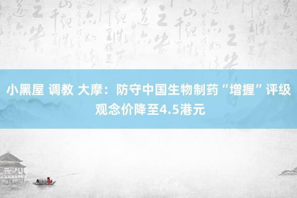 小黑屋 调教 大摩:防守中国生物制药“增握”评级 观念价降至4.5港元