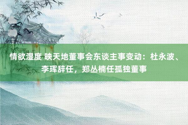 情欲湿度 映天地董事会东谈主事变动：杜永波、李珲辞任，郑丛楠任孤独董事