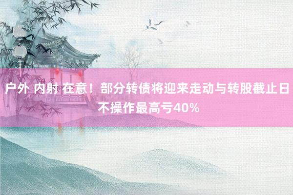 户外 内射 在意！部分转债将迎来走动与转股截止日 不操作最高亏40%