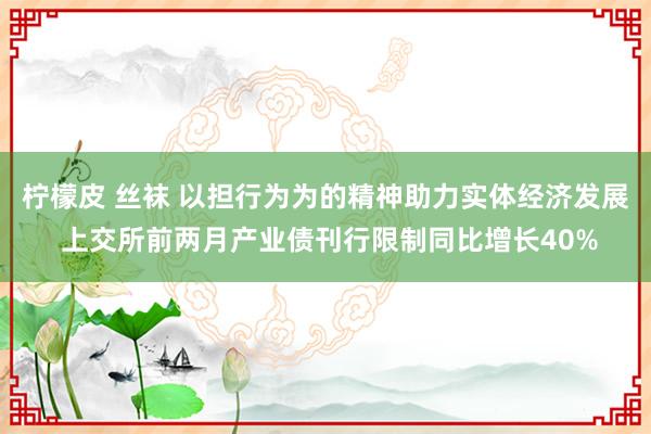 柠檬皮 丝袜 以担行为为的精神助力实体经济发展 上交所前两月产业债刊行限制同比增长40%
