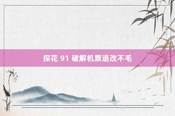 探花 91 破解机票退改不毛